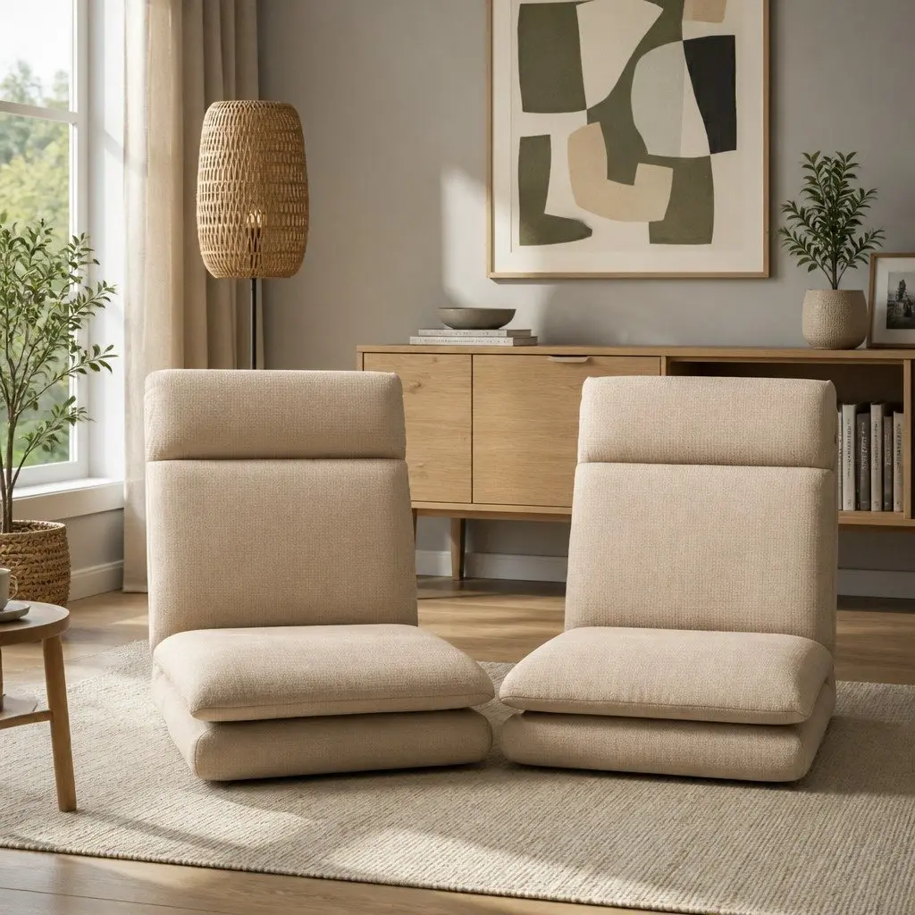 Foldable Floor Chair Sofa Recliner in Brown
