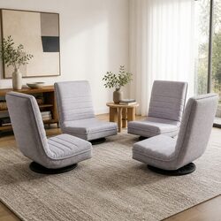Set of 4 Adjustable Swivel Floor Chairs for Comfort