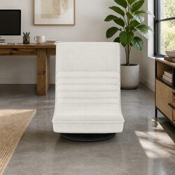 White Linen Foldable Swivel Lounge Sofa Chair