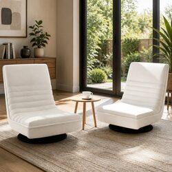 Swivel Floor Chair Lounge Sofa with Foldable Design