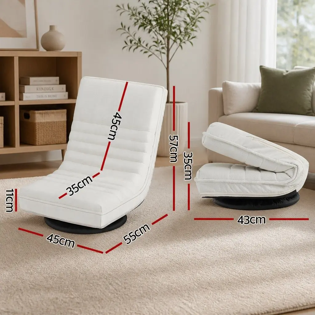 Floor Chair Lounge Sofa Swivel Foldable White Arm Chair Recliner Indoor