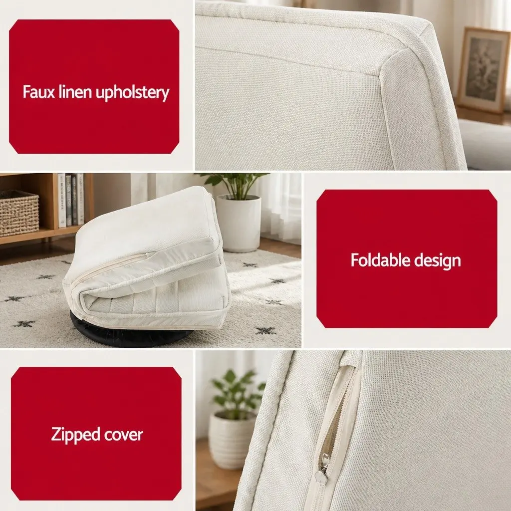 Floor Chair Lounge Sofa Swivel Foldable White Arm Chair Recliner Indoor