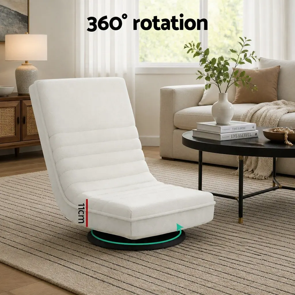 Floor Chair Lounge Sofa Swivel Foldable White Arm Chair Recliner Indoor