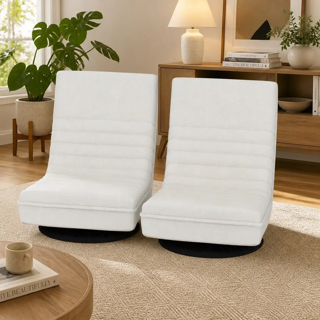 Floor Chair Lounge Sofa Swivel Foldable White Arm Chair Recliner Indoor