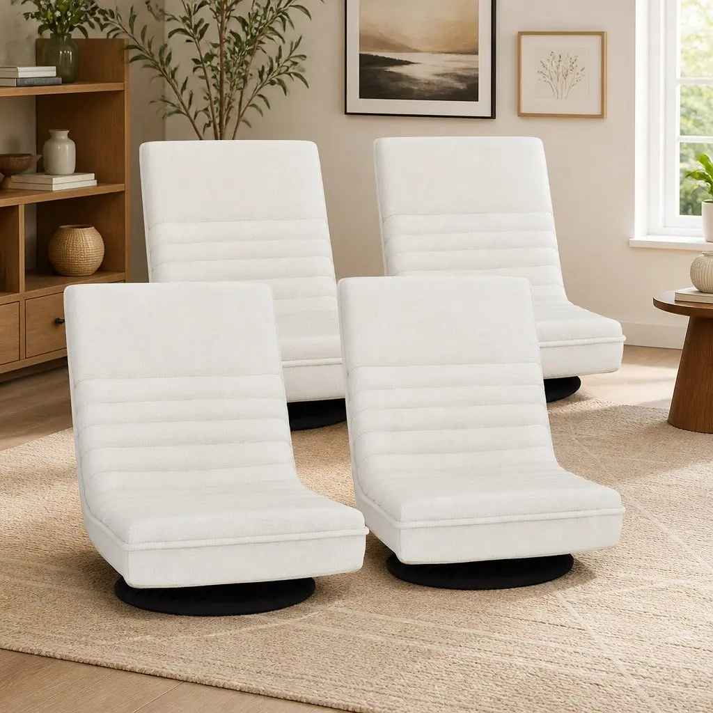 Swivel Recliner Floor Lounge Chair in White