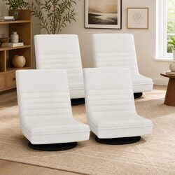 Comfortable Swivel Recliner Floor Lounge Chair in White