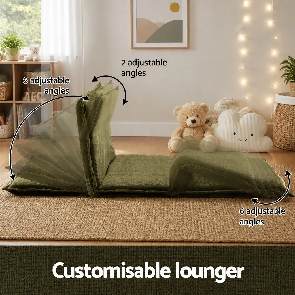 Green Corduroy Floor Lounge Sofa Bed 2 Seater