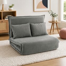 Cozy 2-Seater Floor Lounge Sofa Bed in Grey