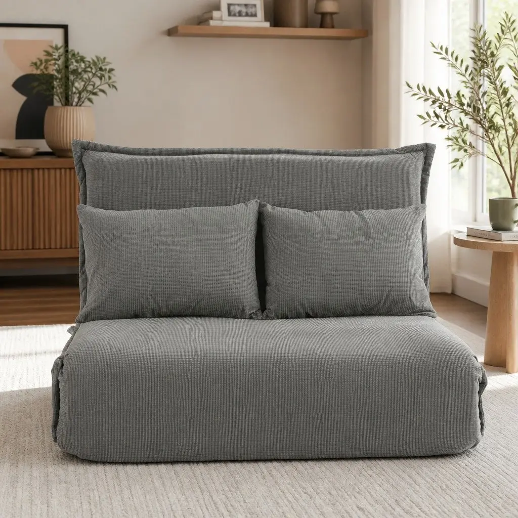2-Seater Floor Lounge Sofa Bed in Grey