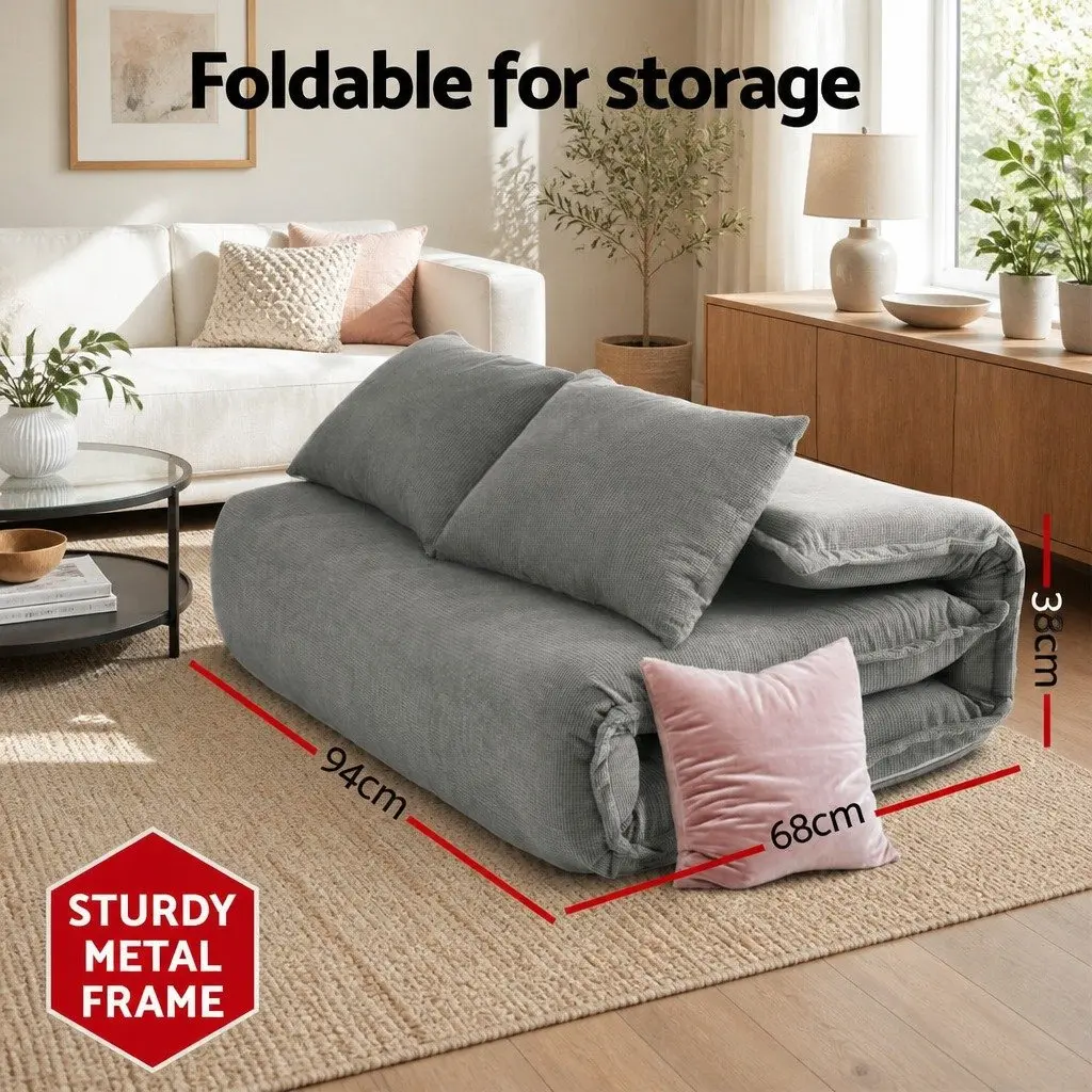 2-Seater Floor Lounge Sofa Bed in Grey