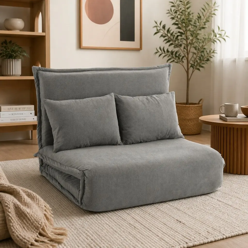 2-Seater Floor Lounge Sofa Bed in Grey