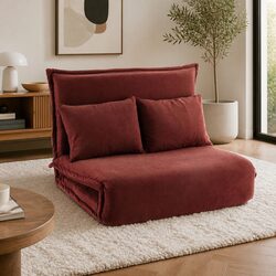 2-Seater Foldable Floor Lounge Sofa Bed in Orange