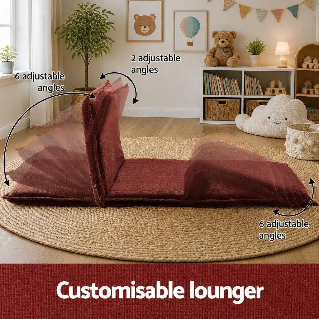 2-Seater Foldable Floor Lounge Sofa Bed in Orange