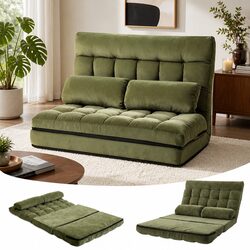 Green Adjustable Floor Lounge Sofa Bed 2 Seater