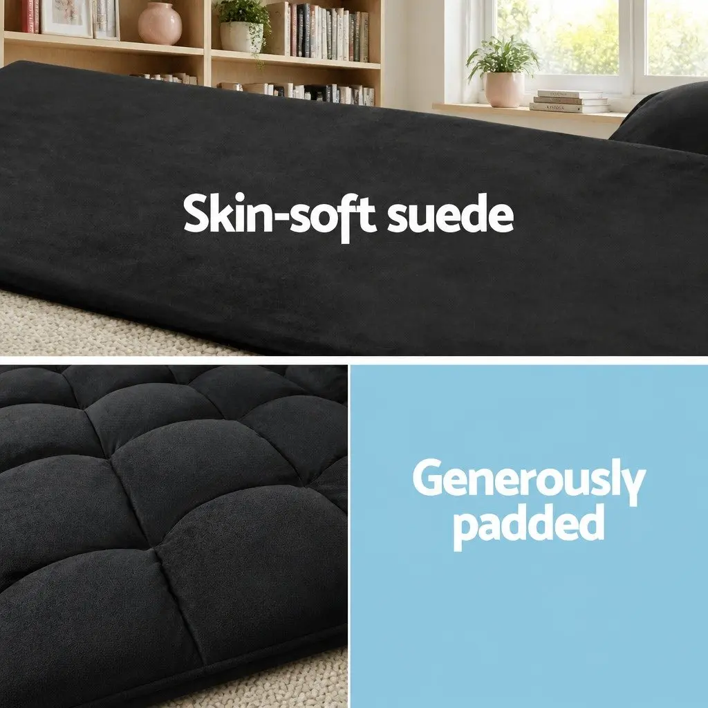 Charcoal 2-Seater Floor Lounge Sofa Bed with Recline