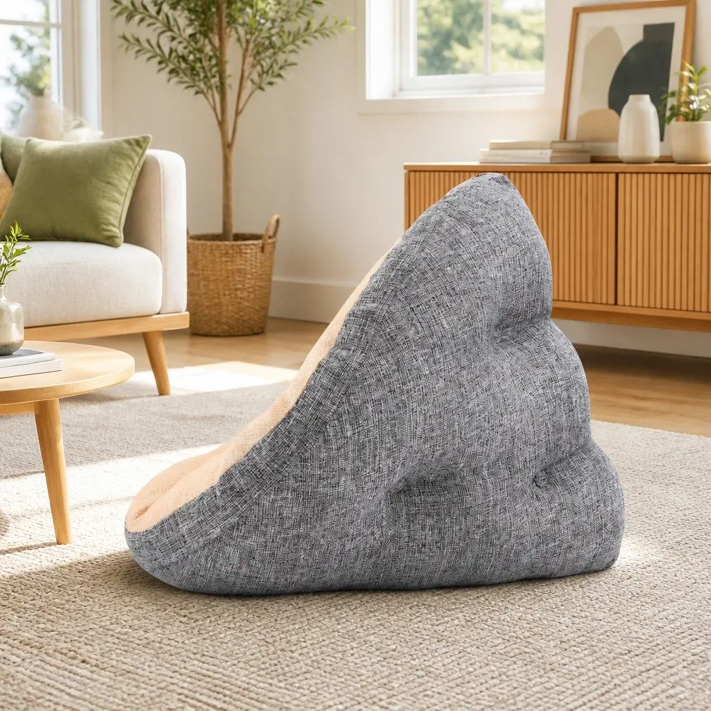 Floor Lounge Sofa Bed Chair 4-in-1 Foldable Recliner Daybed Faux Linen Fabric Beige
