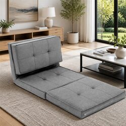 Adjustable Lounge Sofa Bed in Light Grey Fabric