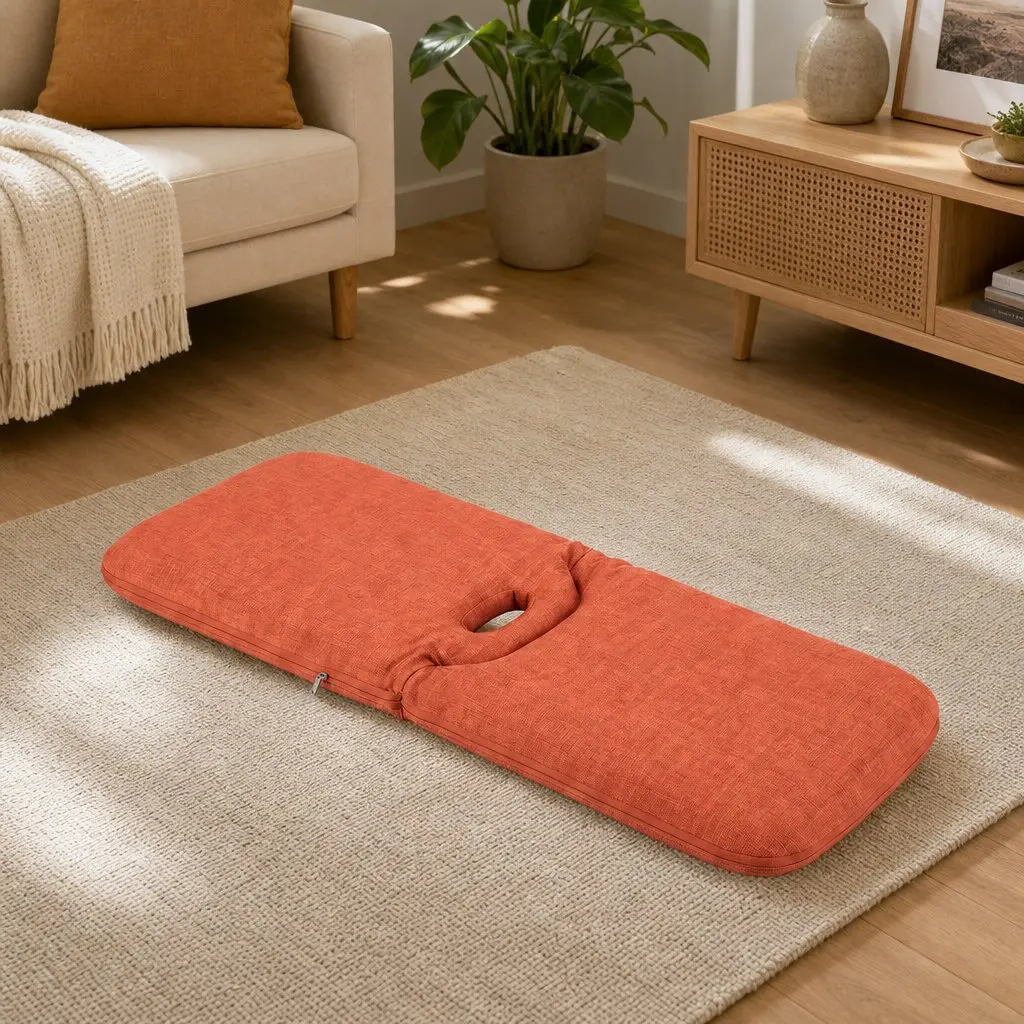 Floor Chair Adjustable 5 Position Orange Foldable Recliner High Resilience Sponge