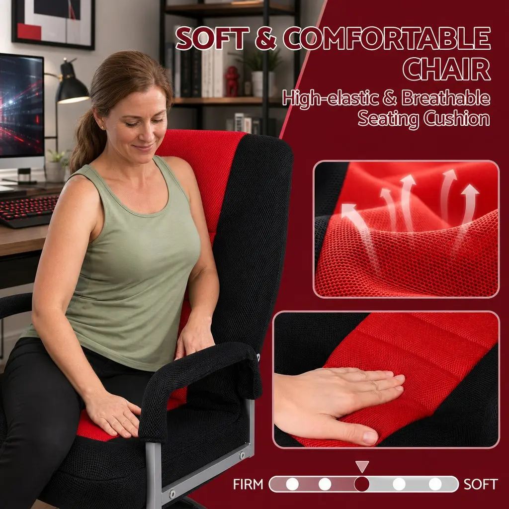 Gaming Chair Floor Seating Compact Foldable 360 Swivel Adjustable Backrest Black and Red