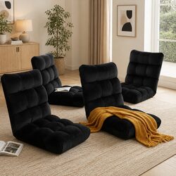 Comfortable Adjustable Lounge Sofa Chair in Black Flannel