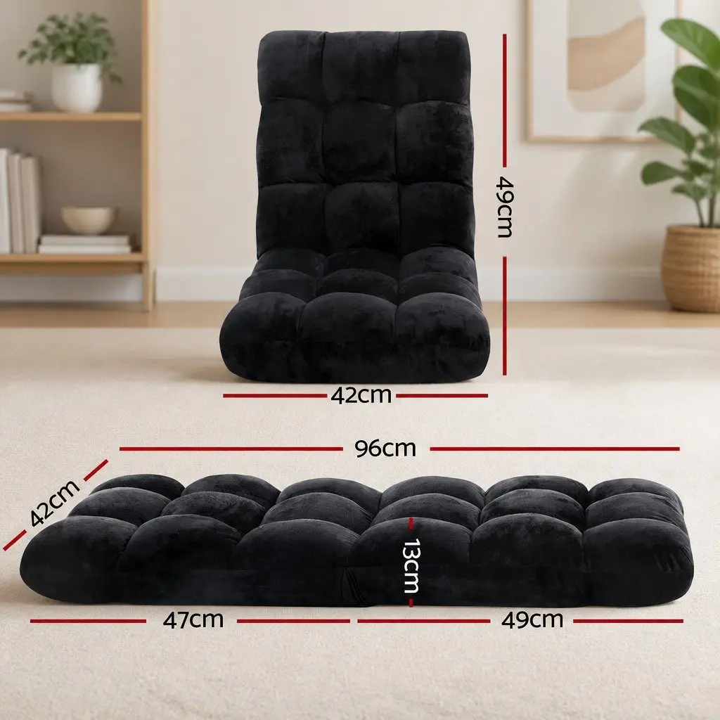 Adjustable Lounge Sofa Chair in Black Flannel