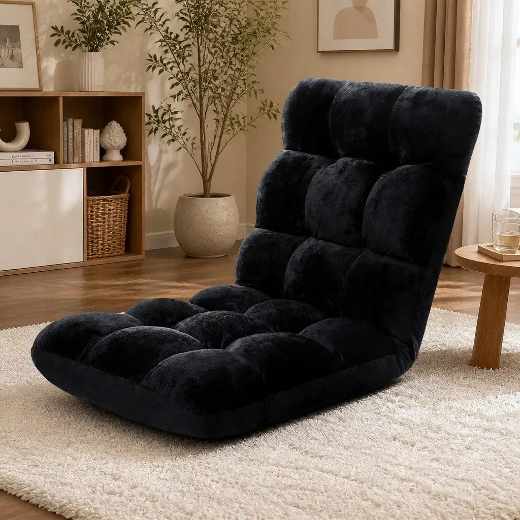 Adjustable Lounge Sofa Chair in Black Flannel