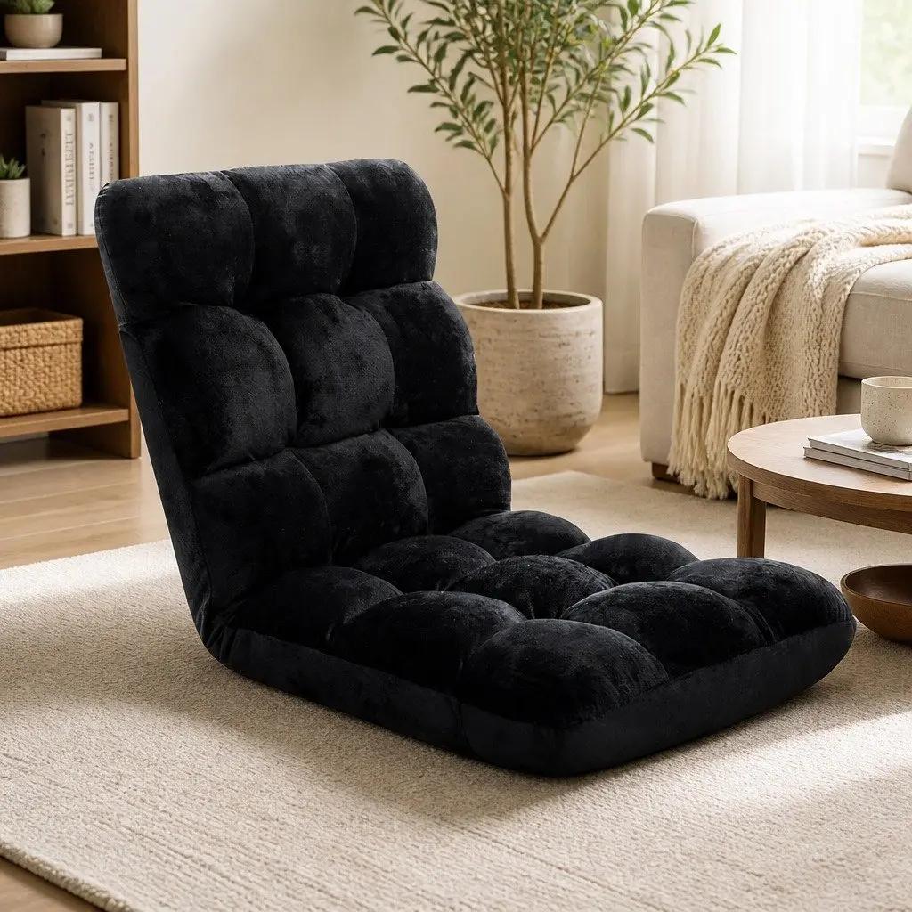 Adjustable Lounge Sofa Chair in Black Flannel