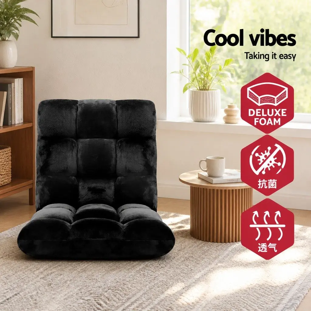 Adjustable Lounge Sofa Chair in Black Flannel