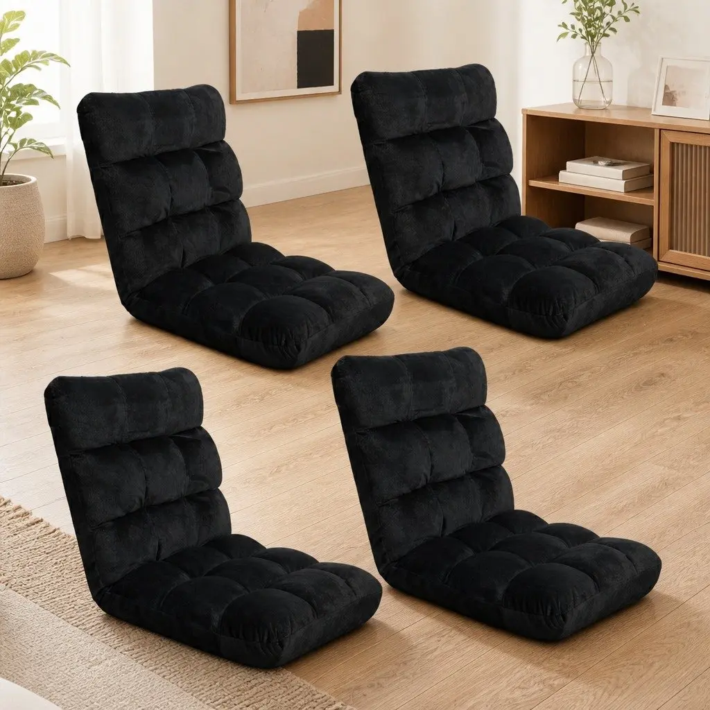Adjustable Lounge Sofa Chair in Black Flannel