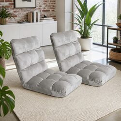 Comfortable Grey Flannel Lounge Sofa Bed Chair