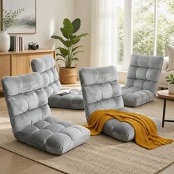 Comfortable Grey Flannel Adjustable Lounge Sofa Chair