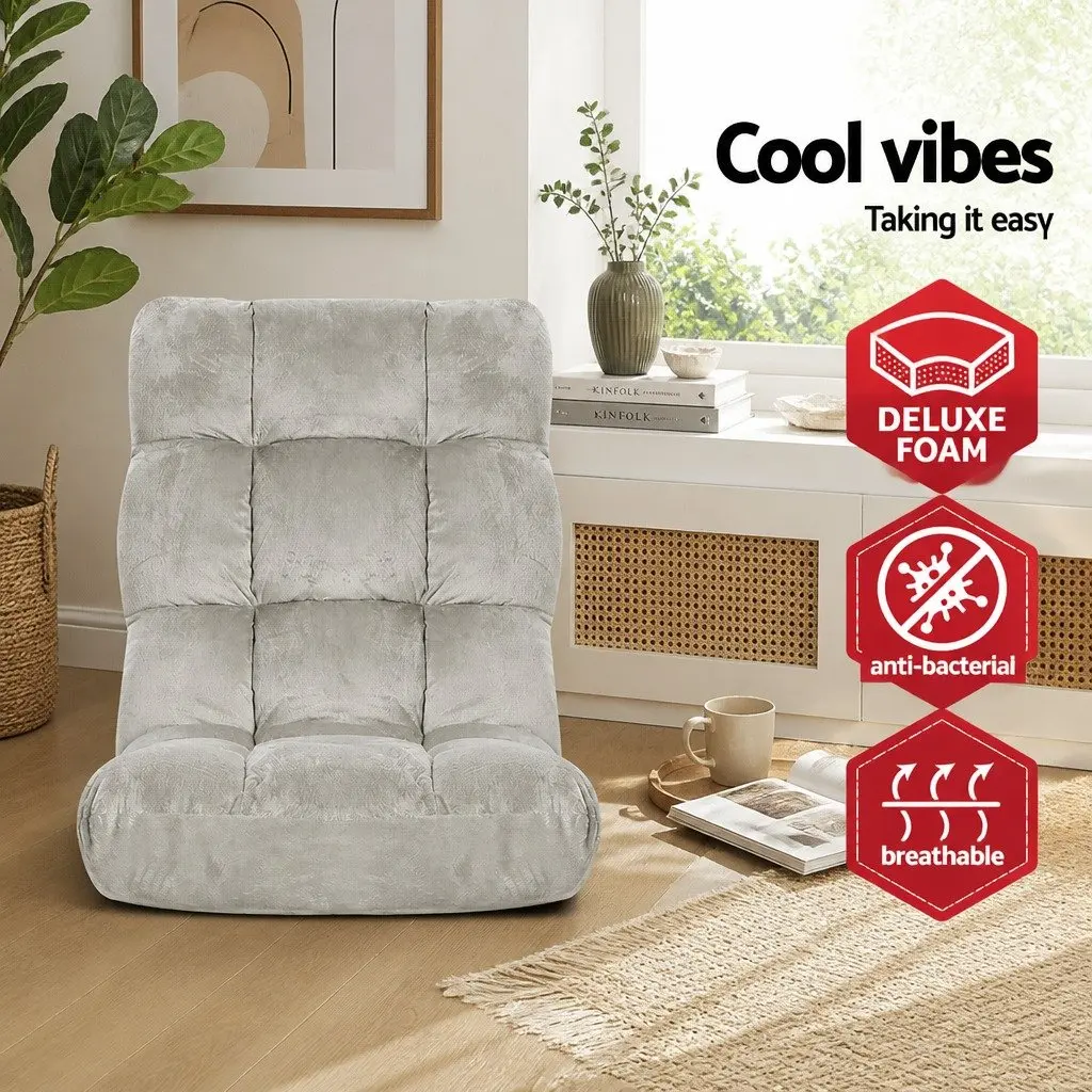Grey Flannel Adjustable Lounge Sofa Chair