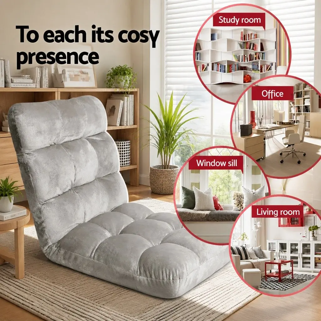 Grey Flannel Adjustable Lounge Sofa Chair