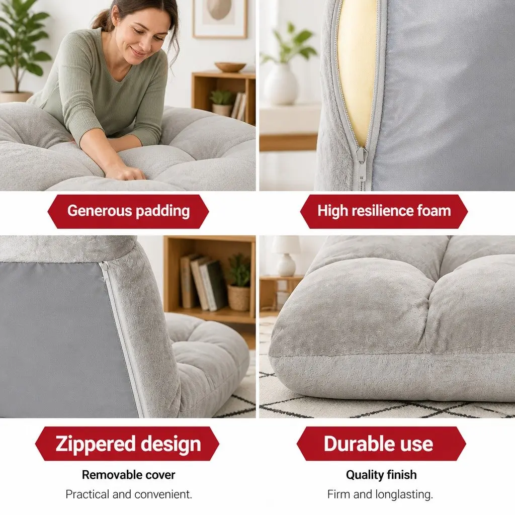 Grey Flannel Adjustable Lounge Sofa Chair