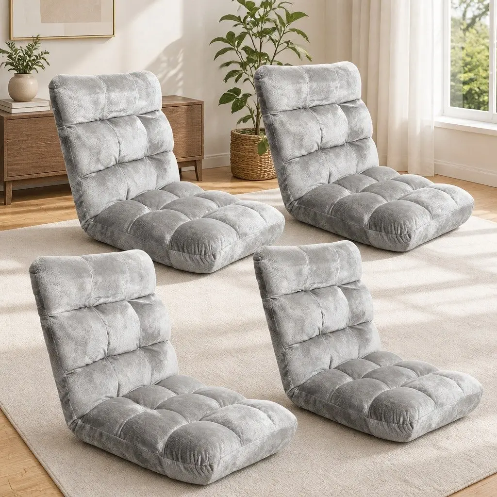 Grey Flannel Adjustable Lounge Sofa Chair