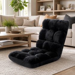 Black Flannel Lounge Sofa Chair with 14 Adjustable Positions