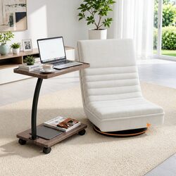 Cozy Floor Lounge Chair with Swivel and Mobile Side Table