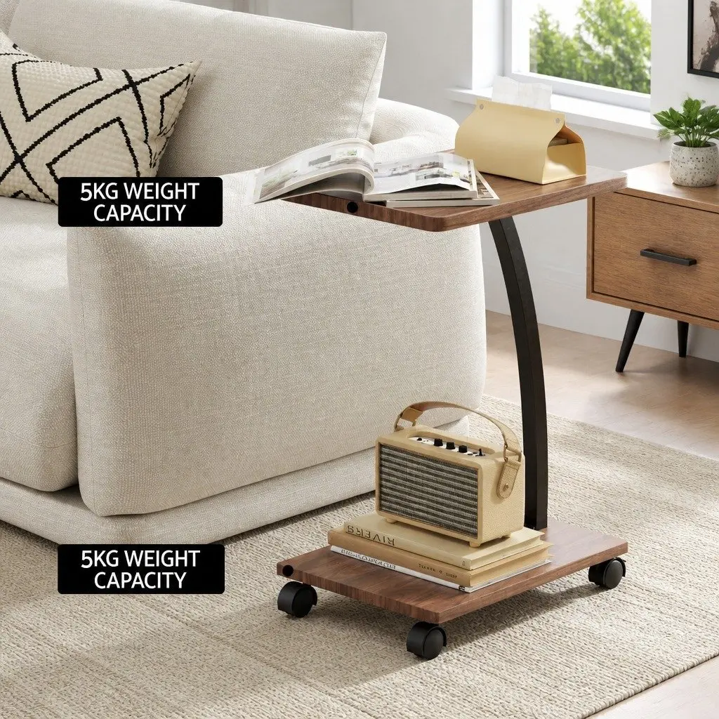 Floor Lounge Chair 360° Swivel Foldable Faux Linen with C Shaped Mobile Side Table Set
