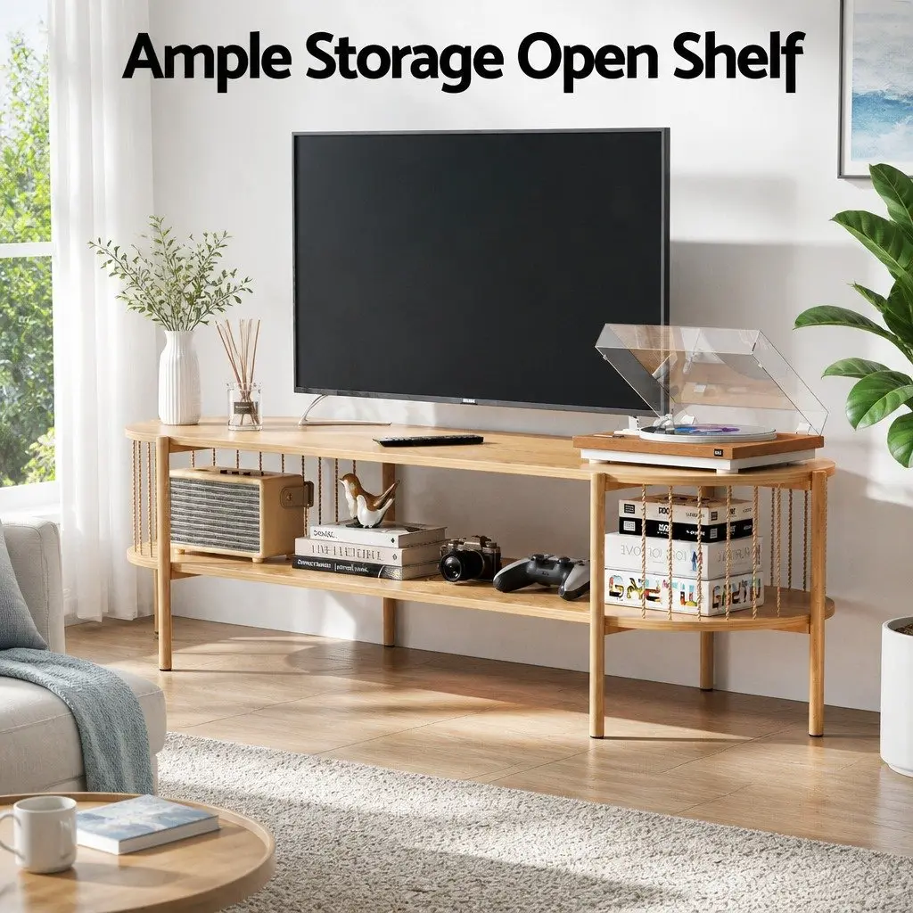 Floor Lounge Chair with 360 Degree Swivel and TV Entertainment Unit Storage Shelf Set White Pine