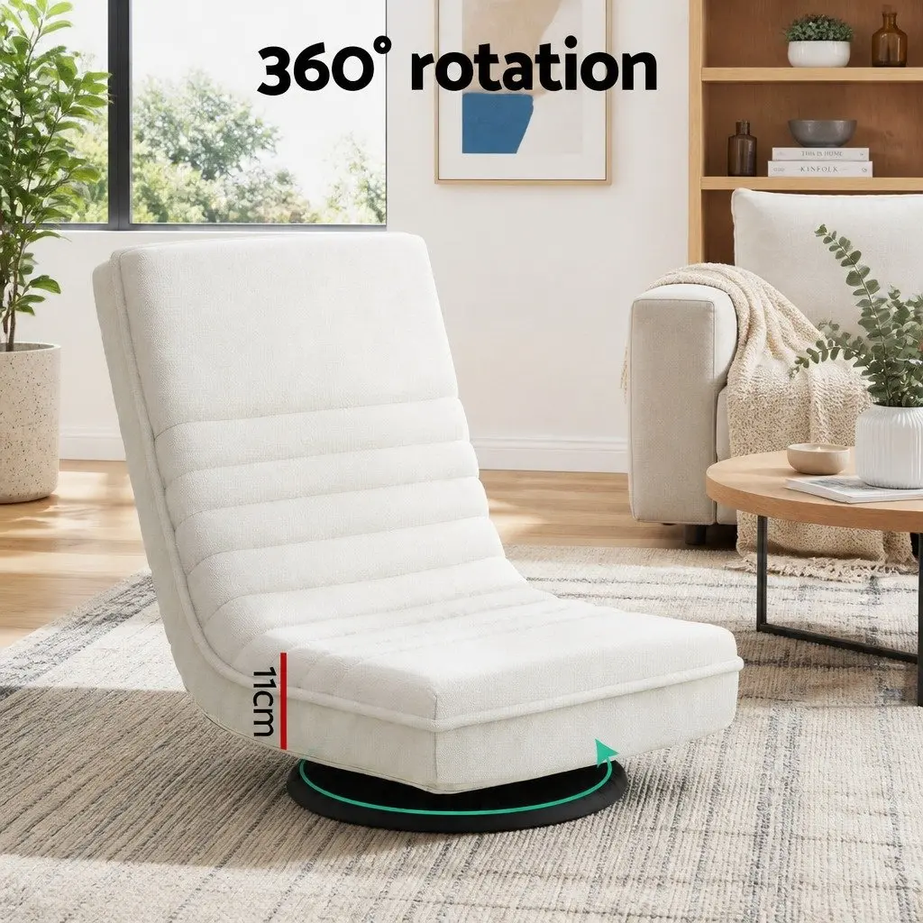 Folding Swivel Floor Lounge Chair with 2-Tier Side Table