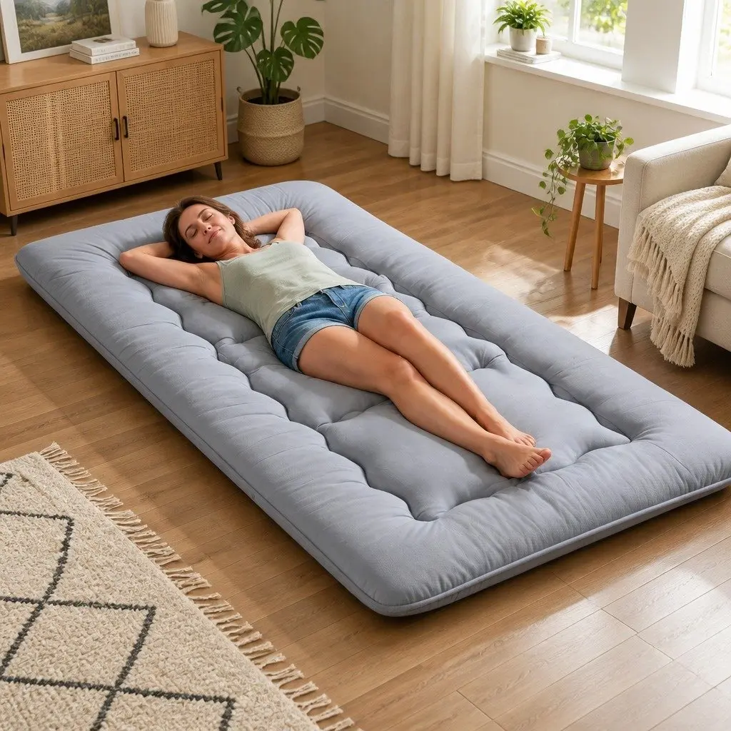 Floor Mattress Foldable 10cm Thick Grey Microfibre