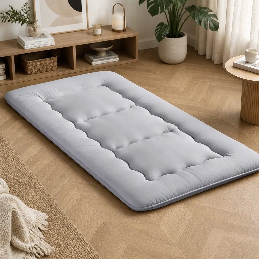 Floor Mattress Foldable 10cm Thick Grey Microfibre