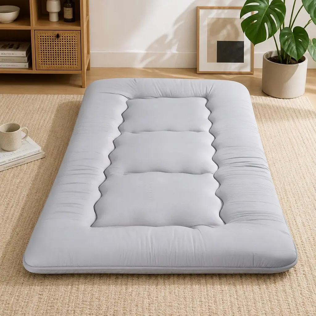 Floor Mattress Foldable 10cm Thick Grey Microfibre
