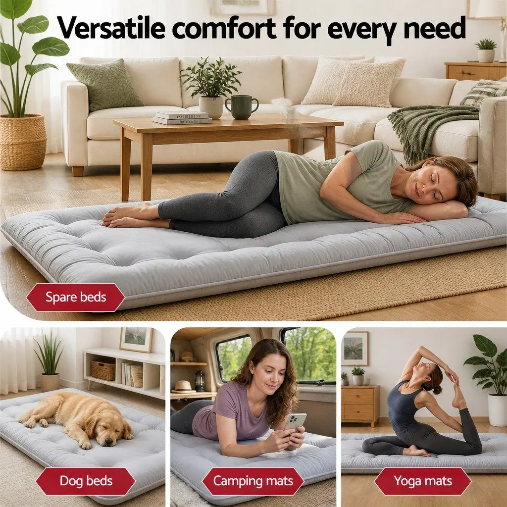 Floor Mattress Foldable 10cm Thick Grey Microfibre
