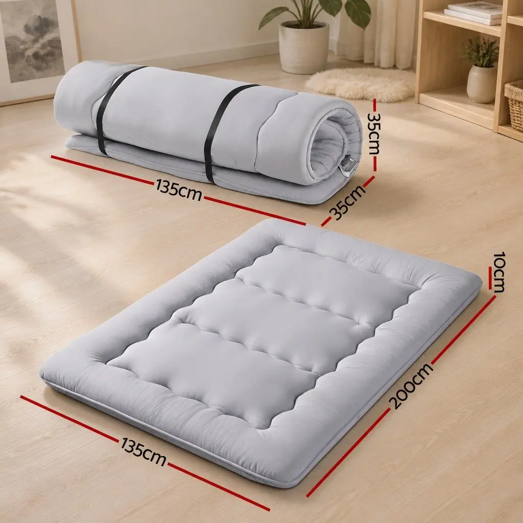 Double Size Japanese Floor Mattress 10cm Futon in Grey