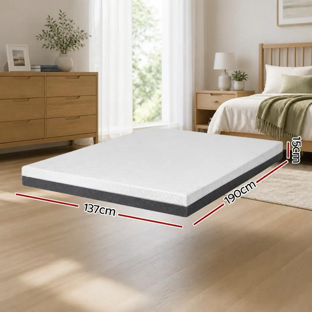 Double Mattress Cool Gel Memory Foam 15cm Egg Crate Soft Support Removable Washable Cover