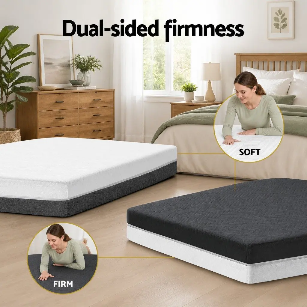 Double Mattress Cool Gel Memory Foam 15cm Egg Crate Soft Support Removable Washable Cover