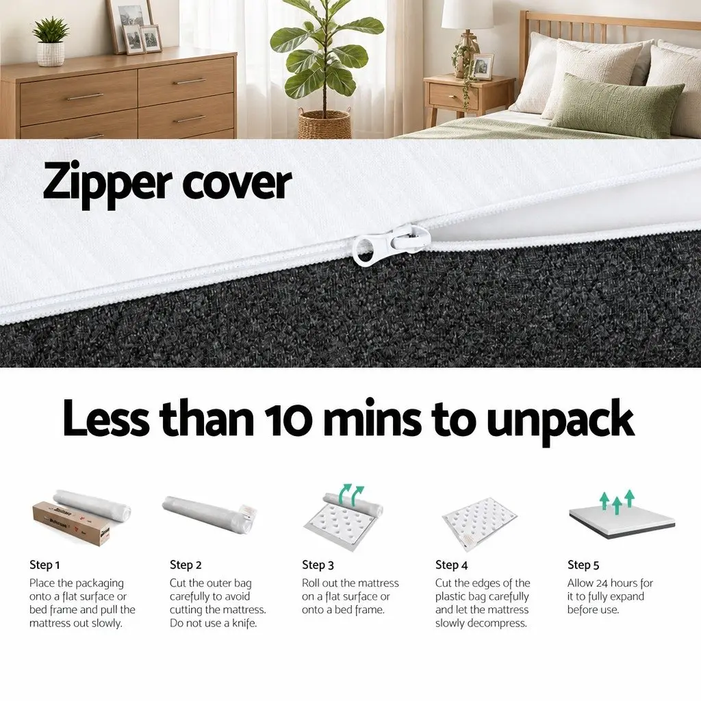 Double Mattress Cool Gel Memory Foam 15cm Egg Crate Soft Support Removable Washable Cover