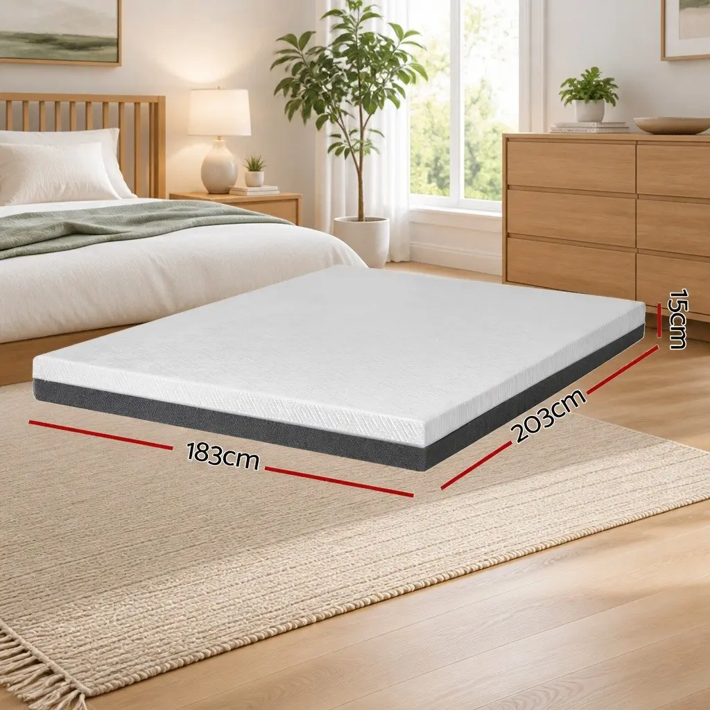 Cool Gel Memory Foam Mattress King Bed 15cm Dual Firmness