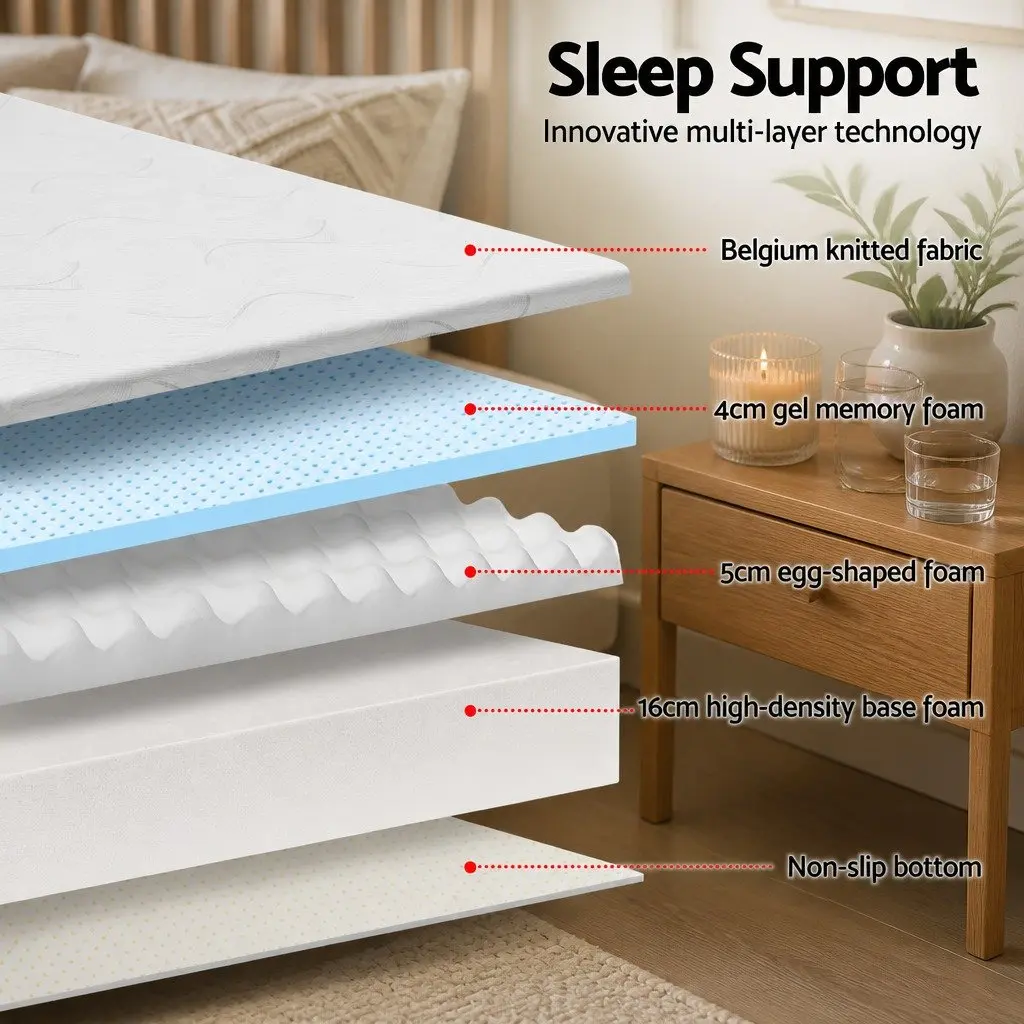 Single Bed Memory Foam Mattress with Cool Gel 25cm